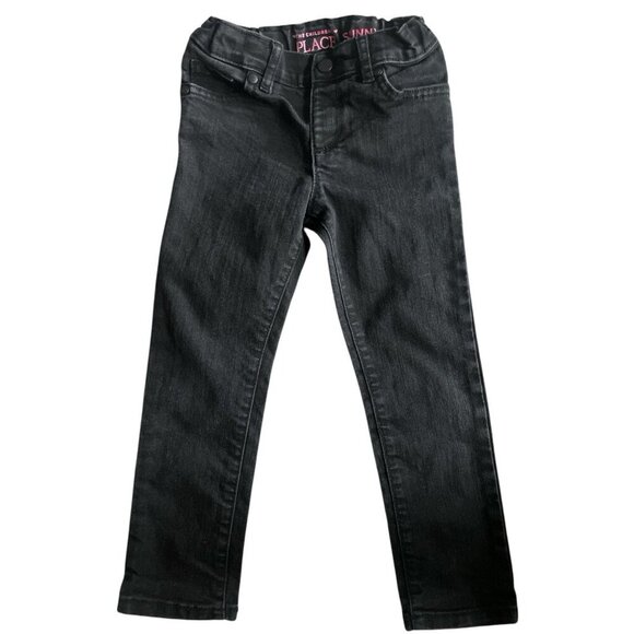 The Children’s Place Skinny Black Denim Jeans Adjustable Toddler Size 5T - Picture 1 of 4